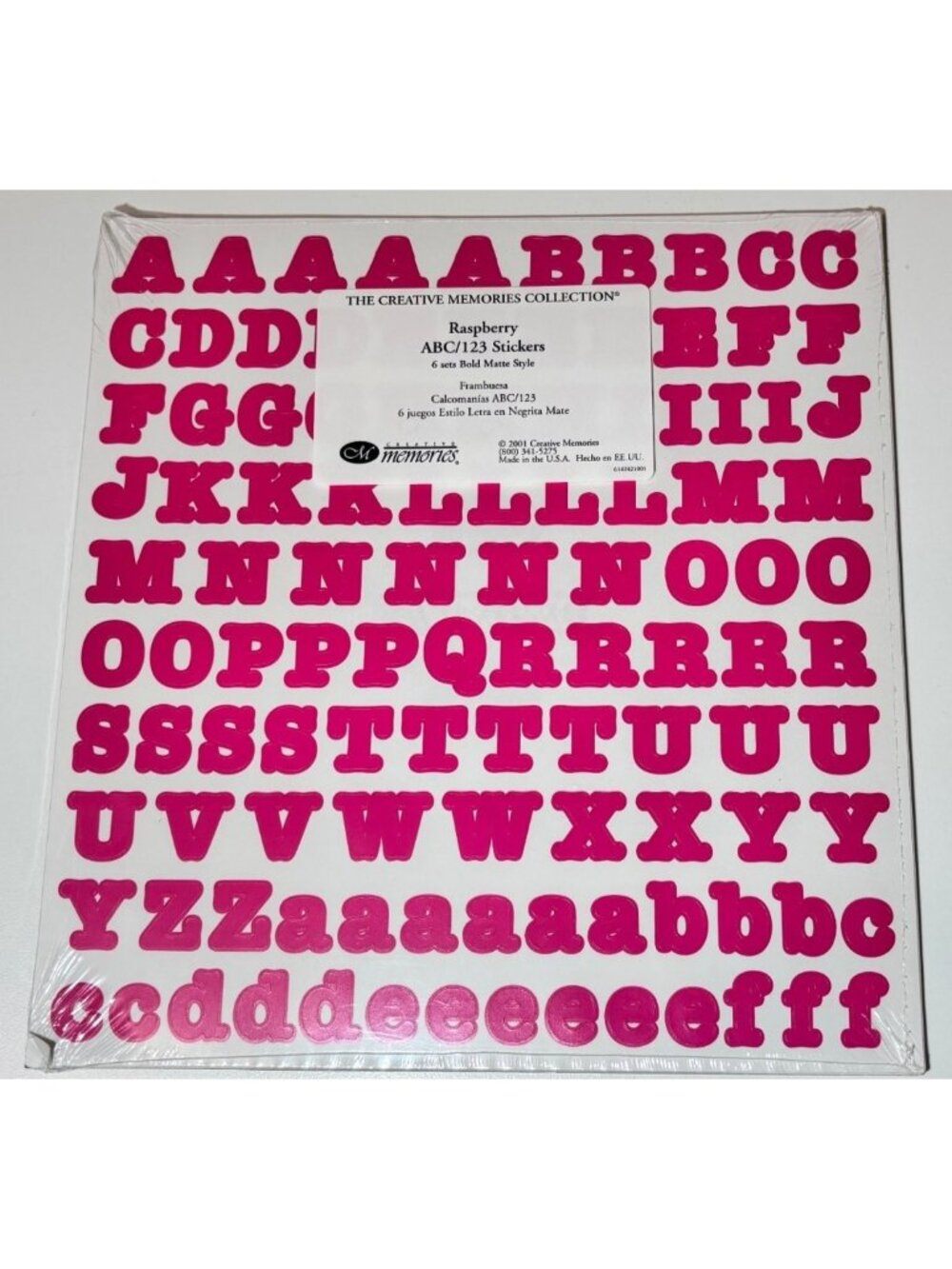 Creative Memories ABC/123 Raspberry Pink Sticker Sheet Bold Matte Letters